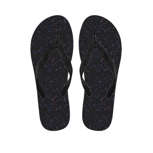Purple Zodiac Stars Pattern Print Flip Flops