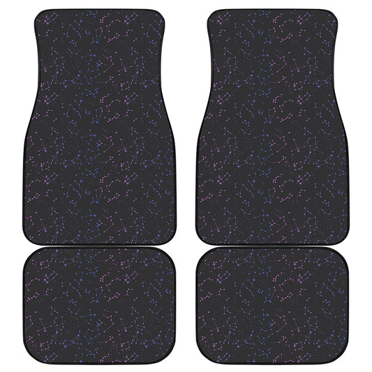 Purple Zodiac Stars Pattern Print Front and Back Car Floor Mats