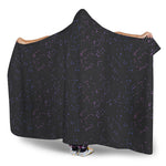 Purple Zodiac Stars Pattern Print Hooded Blanket