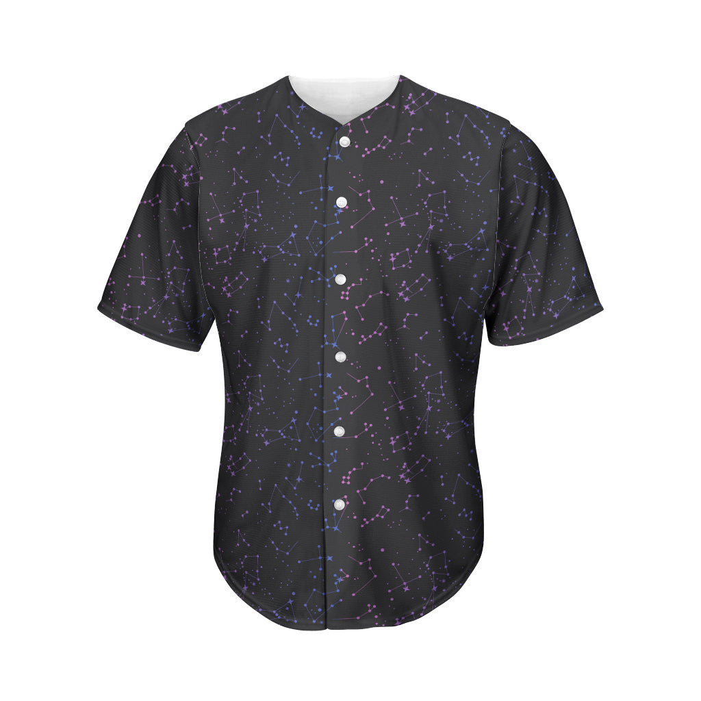 Purple Zodiac Stars Pattern Print Men's Baseball Jersey