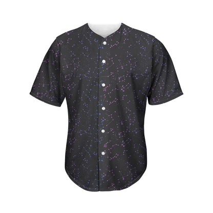 Purple Zodiac Stars Pattern Print Men's Baseball Jersey