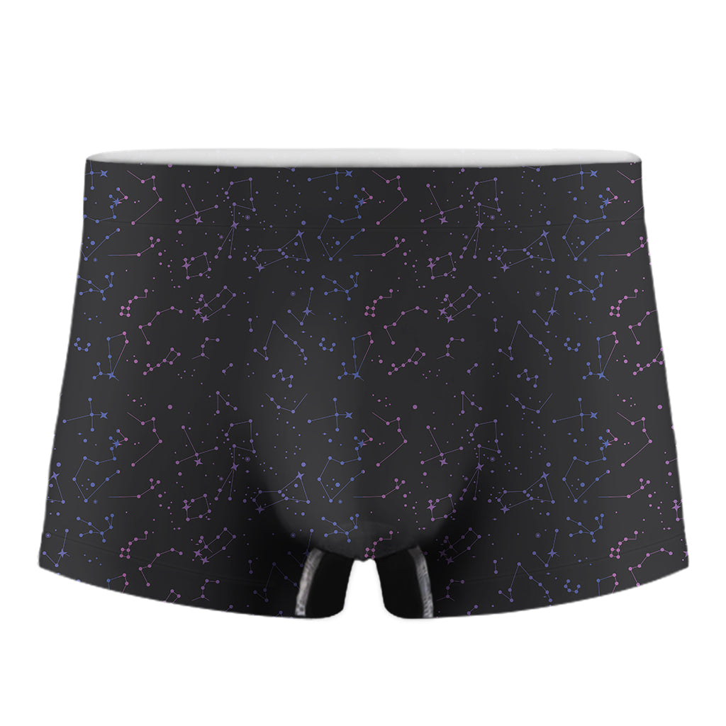 Purple Zodiac Stars Pattern Print Men's Boxer Briefs