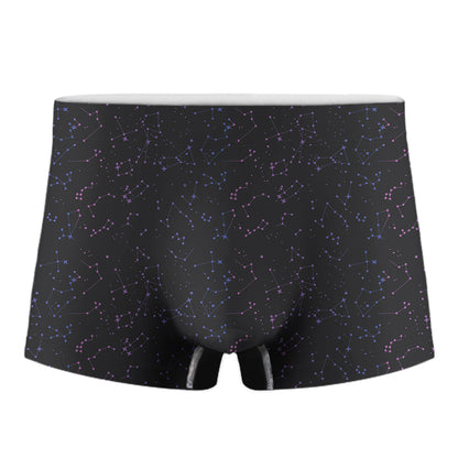 Purple Zodiac Stars Pattern Print Men's Boxer Briefs