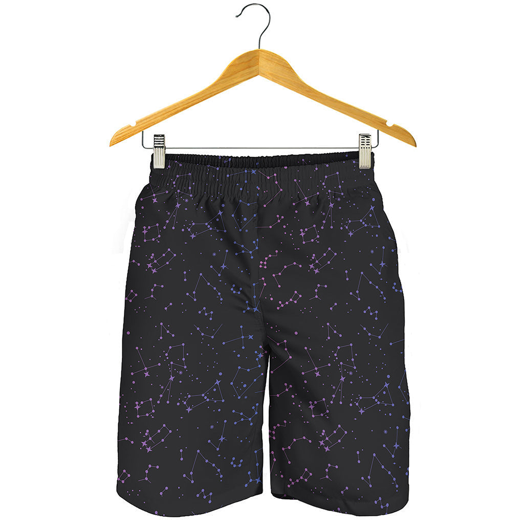 Purple Zodiac Stars Pattern Print Men's Shorts