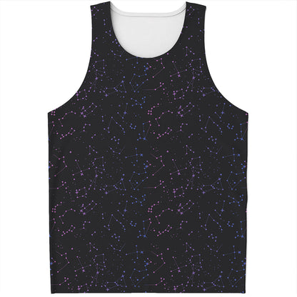 Purple Zodiac Stars Pattern Print Men's Tank Top