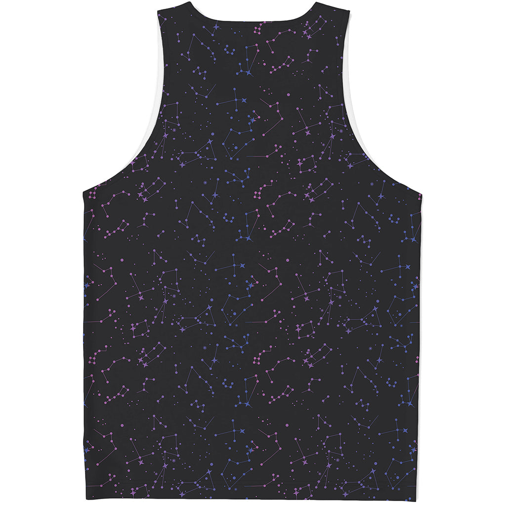 Purple Zodiac Stars Pattern Print Men's Tank Top