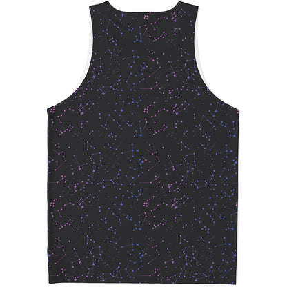 Purple Zodiac Stars Pattern Print Men's Tank Top