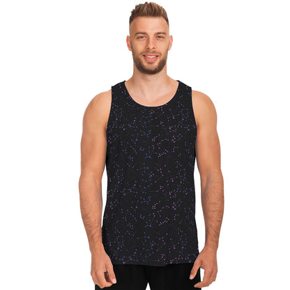 Purple Zodiac Stars Pattern Print Men's Tank Top