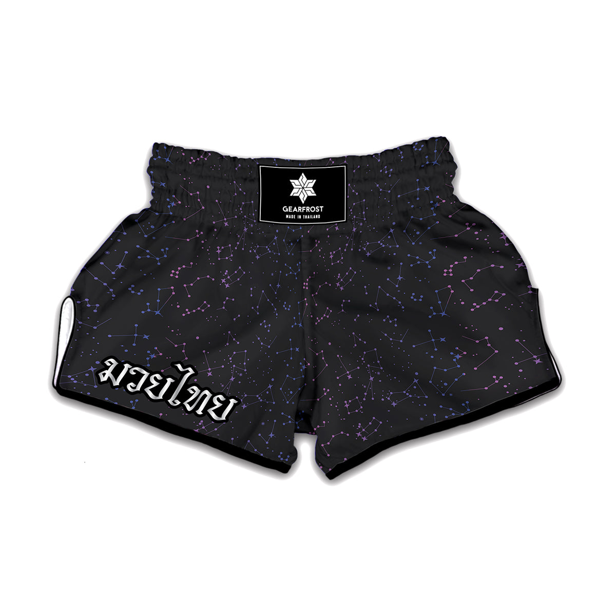 Purple Zodiac Stars Pattern Print Muay Thai Boxing Shorts