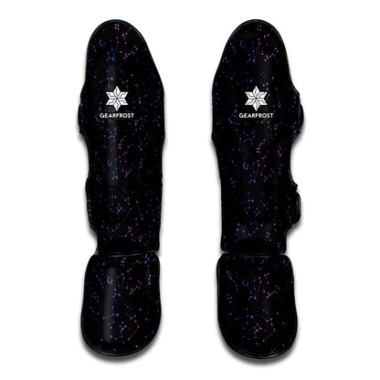 Purple Zodiac Stars Pattern Print Muay Thai Shin Guard
