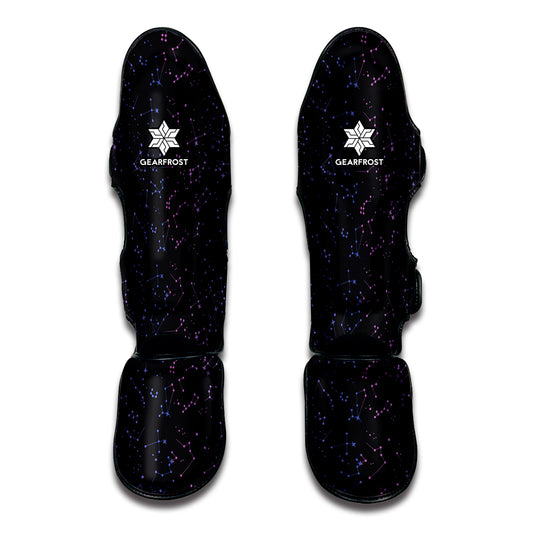 Purple Zodiac Stars Pattern Print Muay Thai Shin Guard