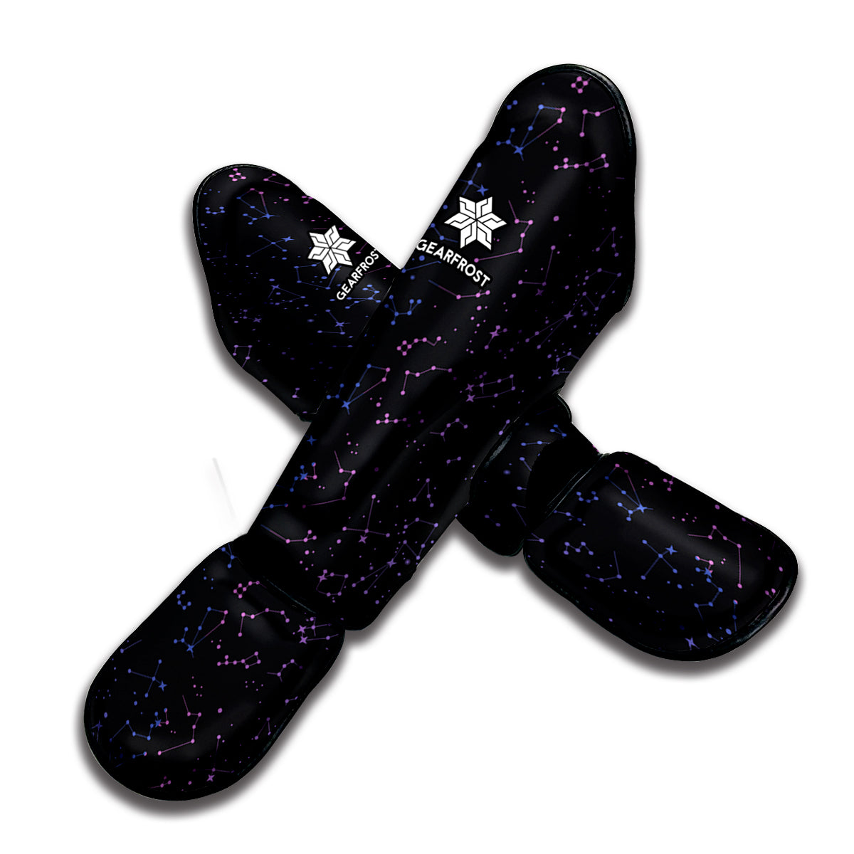 Purple Zodiac Stars Pattern Print Muay Thai Shin Guard