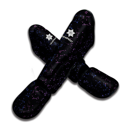 Purple Zodiac Stars Pattern Print Muay Thai Shin Guard