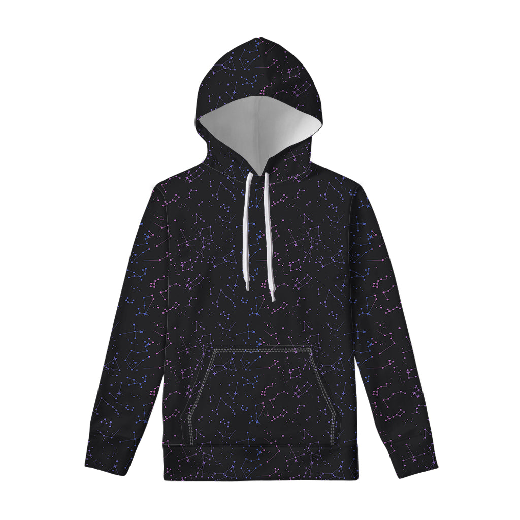 Purple Zodiac Stars Pattern Print Pullover Hoodie