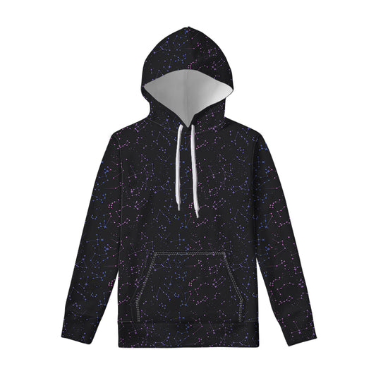 Purple Zodiac Stars Pattern Print Pullover Hoodie