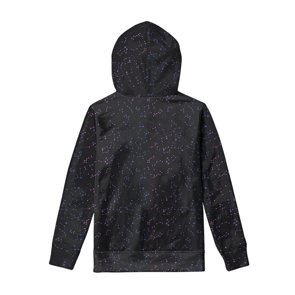 Purple Zodiac Stars Pattern Print Pullover Hoodie