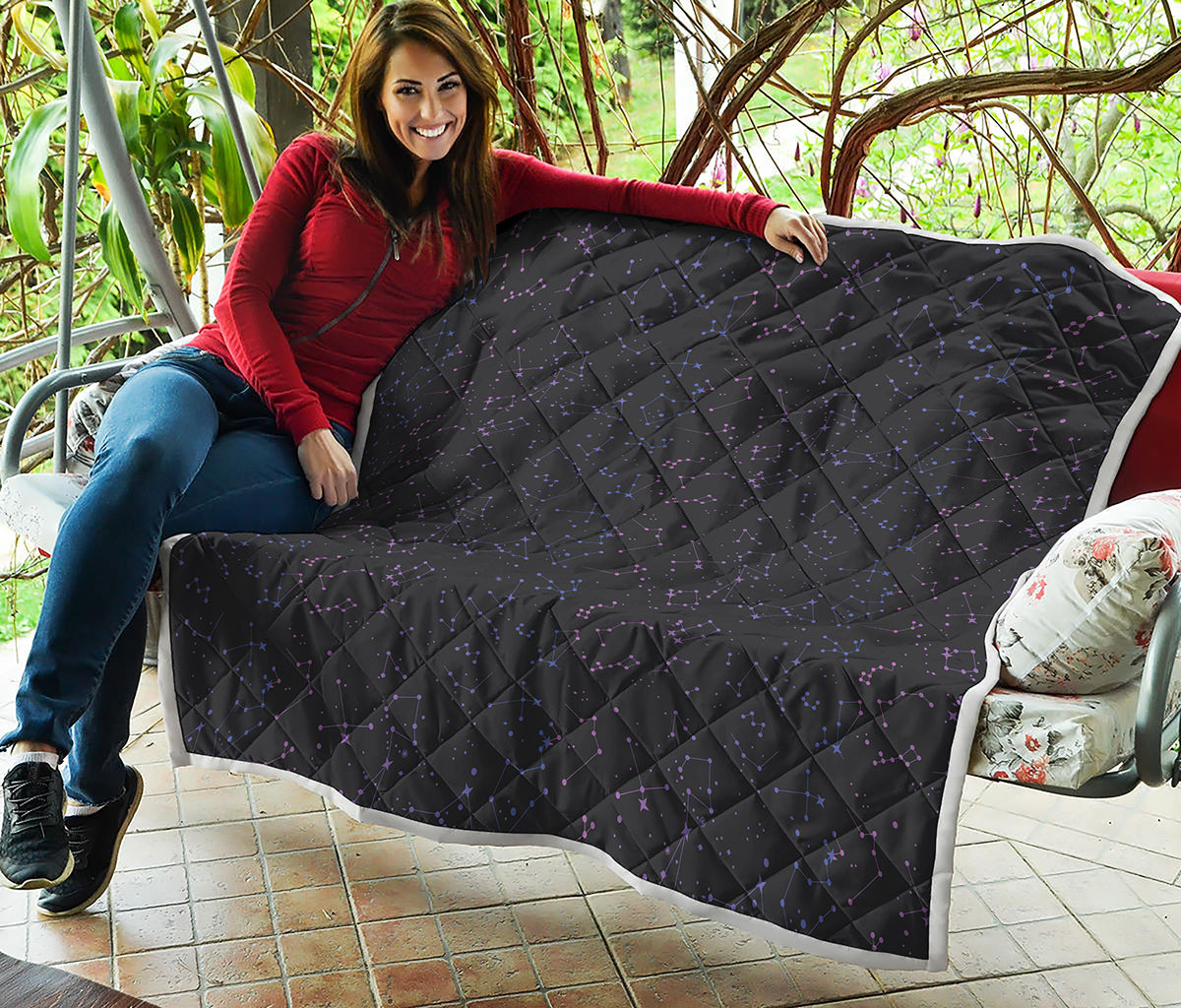 Purple Zodiac Stars Pattern Print Quilt