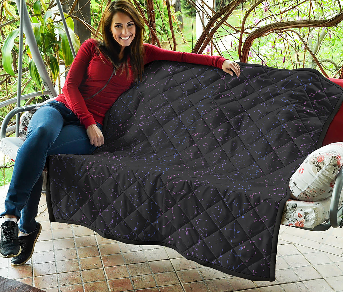 Purple Zodiac Stars Pattern Print Quilt