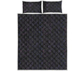 Purple Zodiac Stars Pattern Print Quilt Bed Set