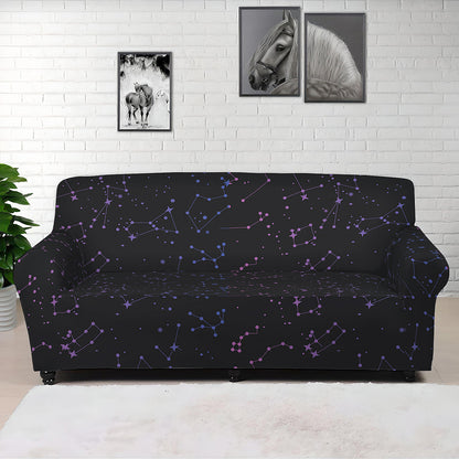 Purple Zodiac Stars Pattern Print Sofa Cover
