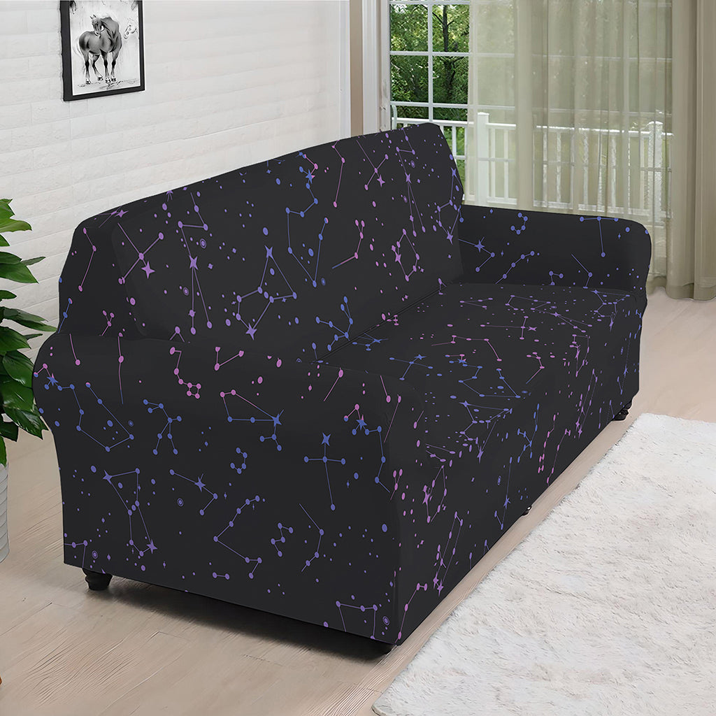 Purple Zodiac Stars Pattern Print Sofa Cover