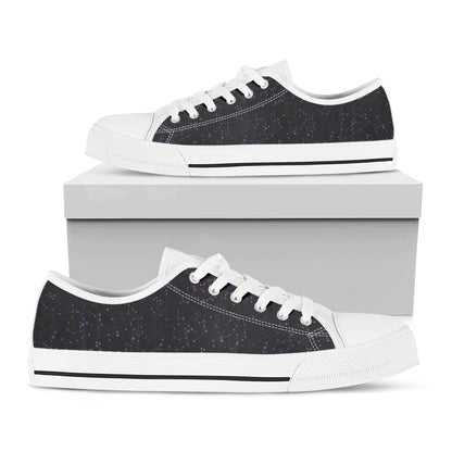 Purple Zodiac Stars Pattern Print White Low Top Shoes