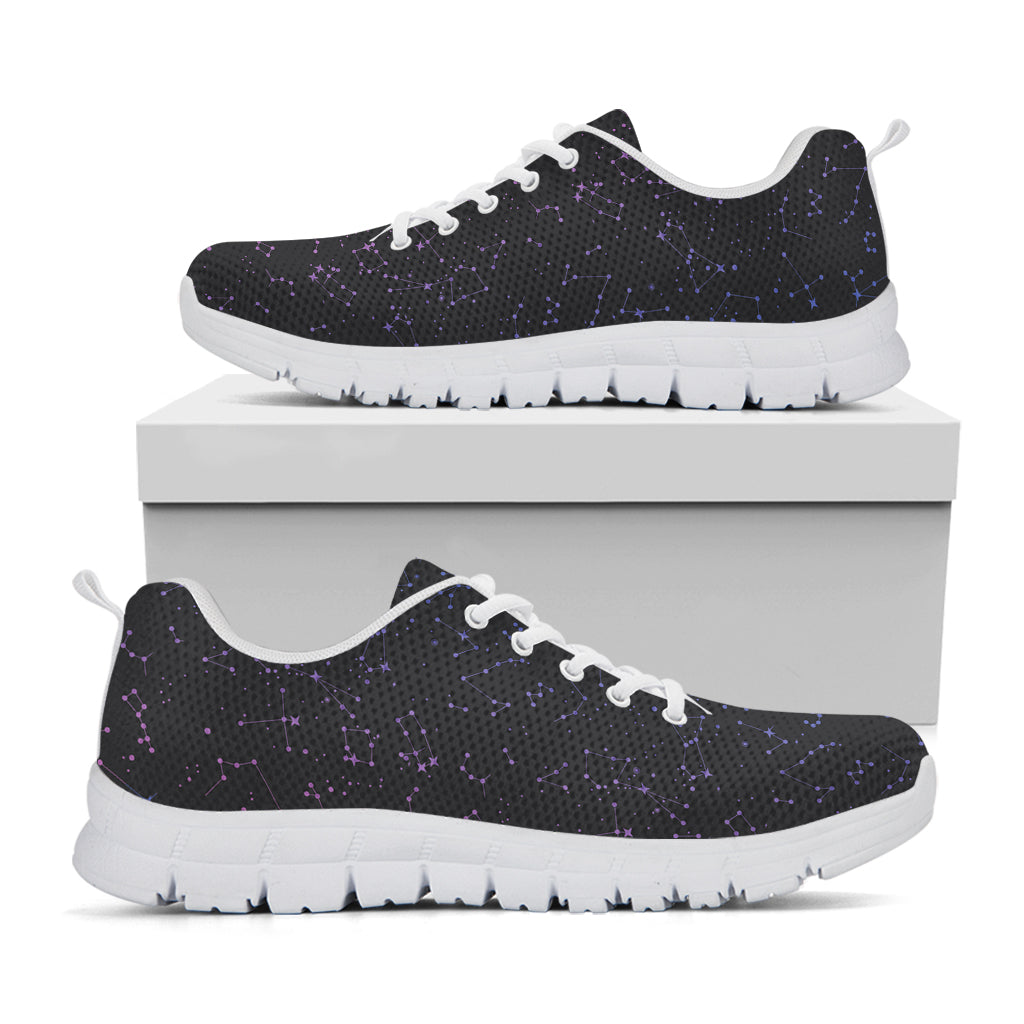 Purple Zodiac Stars Pattern Print White Sneakers