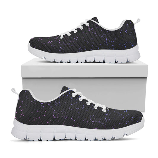 Purple Zodiac Stars Pattern Print White Sneakers