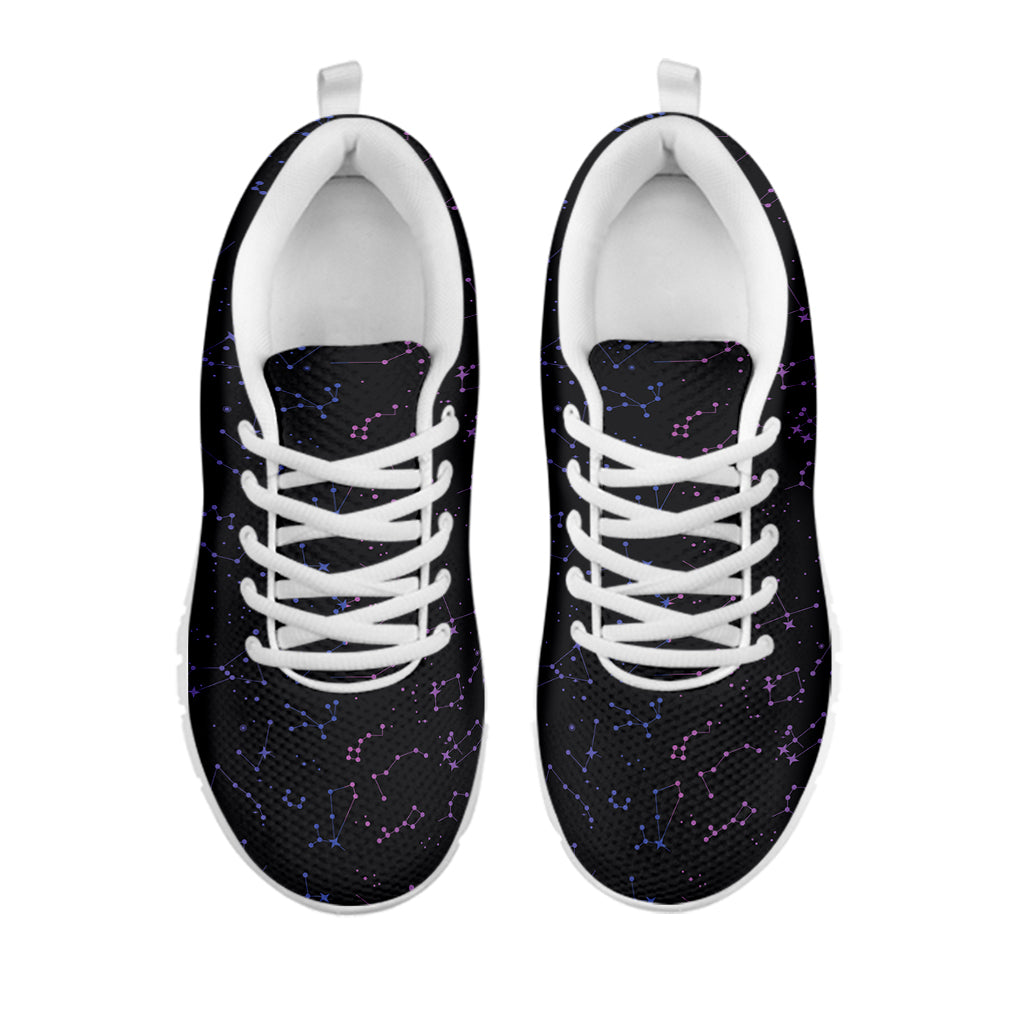 Purple Zodiac Stars Pattern Print White Sneakers