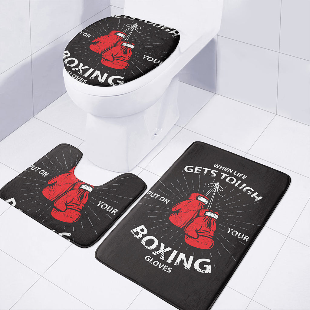 Put On Your Boxing Gloves Print 3 Piece Bath Mat Set