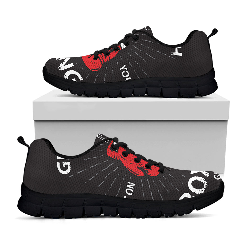 Put On Your Boxing Gloves Print Black Sneakers
