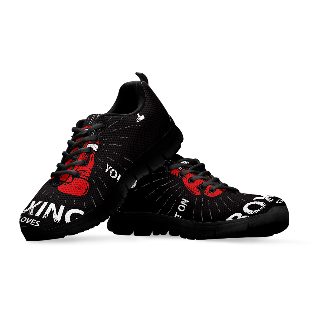 Put On Your Boxing Gloves Print Black Sneakers
