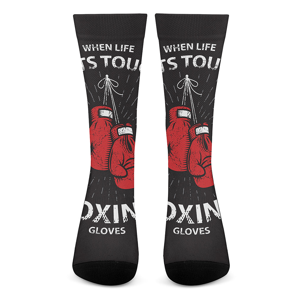 Put On Your Boxing Gloves Print Crew Socks