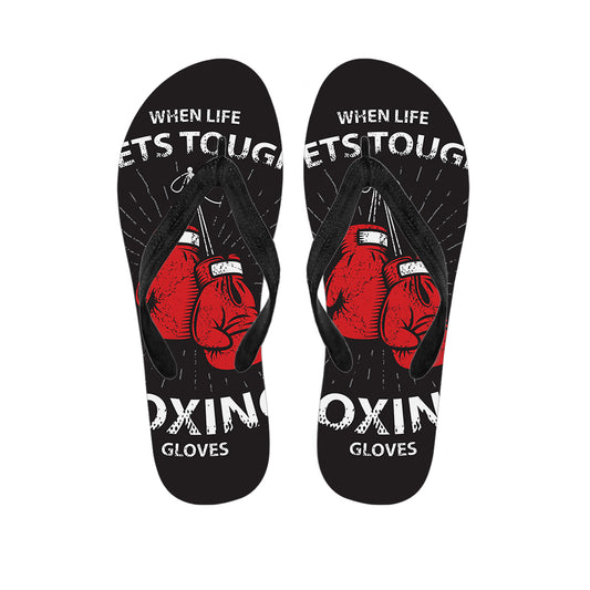 Put On Your Boxing Gloves Print Flip Flops