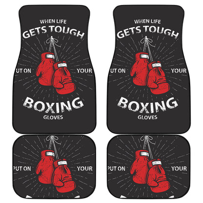 Put On Your Boxing Gloves Print Front and Back Car Floor Mats