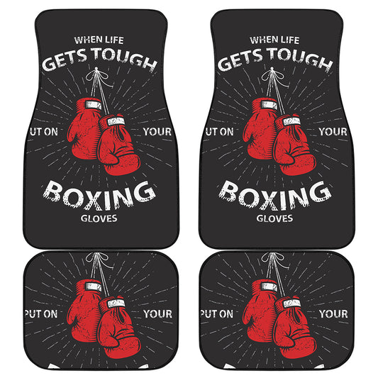 Put On Your Boxing Gloves Print Front and Back Car Floor Mats