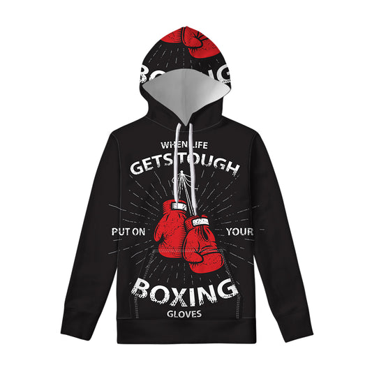 Put On Your Boxing Gloves Print Pullover Hoodie