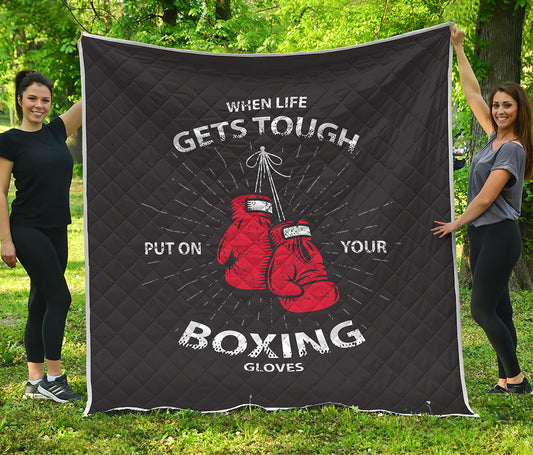 Put On Your Boxing Gloves Print Quilt