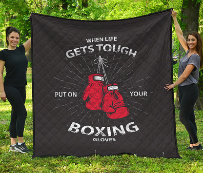 Put On Your Boxing Gloves Print Quilt