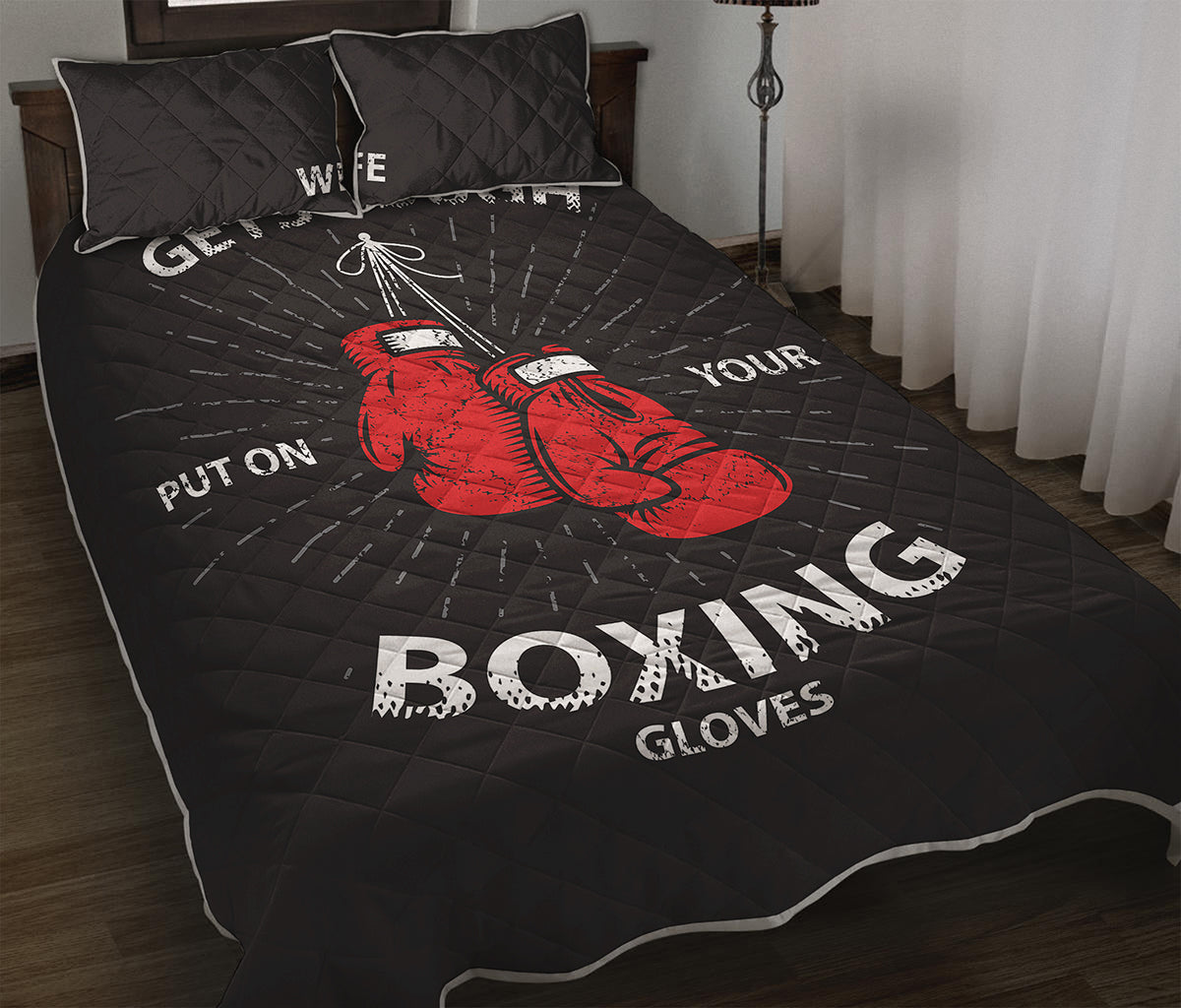 Put On Your Boxing Gloves Print Quilt Bed Set