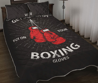 Put On Your Boxing Gloves Print Quilt Bed Set