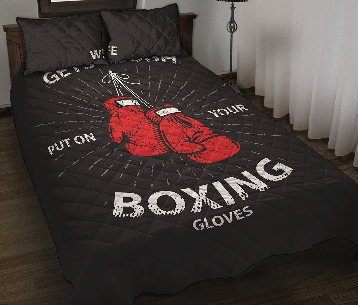 Put On Your Boxing Gloves Print Quilt Bed Set