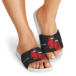 Put On Your Boxing Gloves Print White Slide Sandals