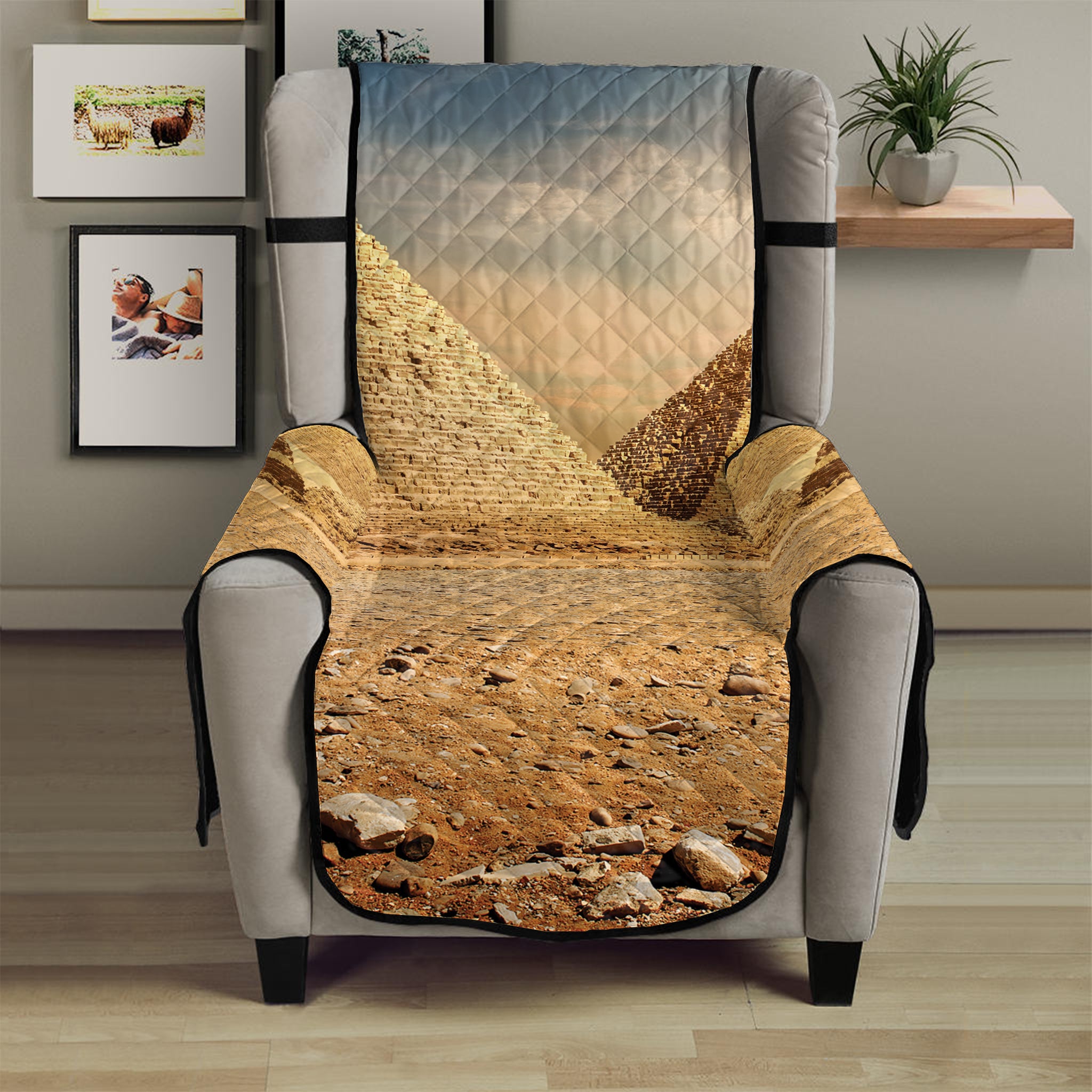 Pyramid Sunset Print Armchair Protector