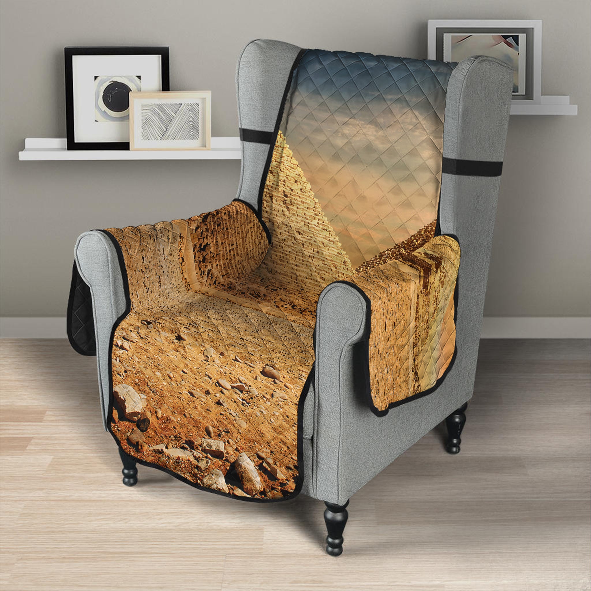 Pyramid Sunset Print Armchair Protector