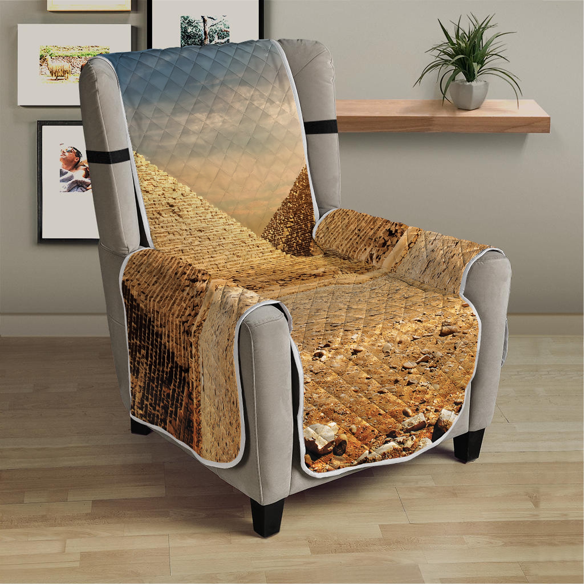 Pyramid Sunset Print Armchair Protector