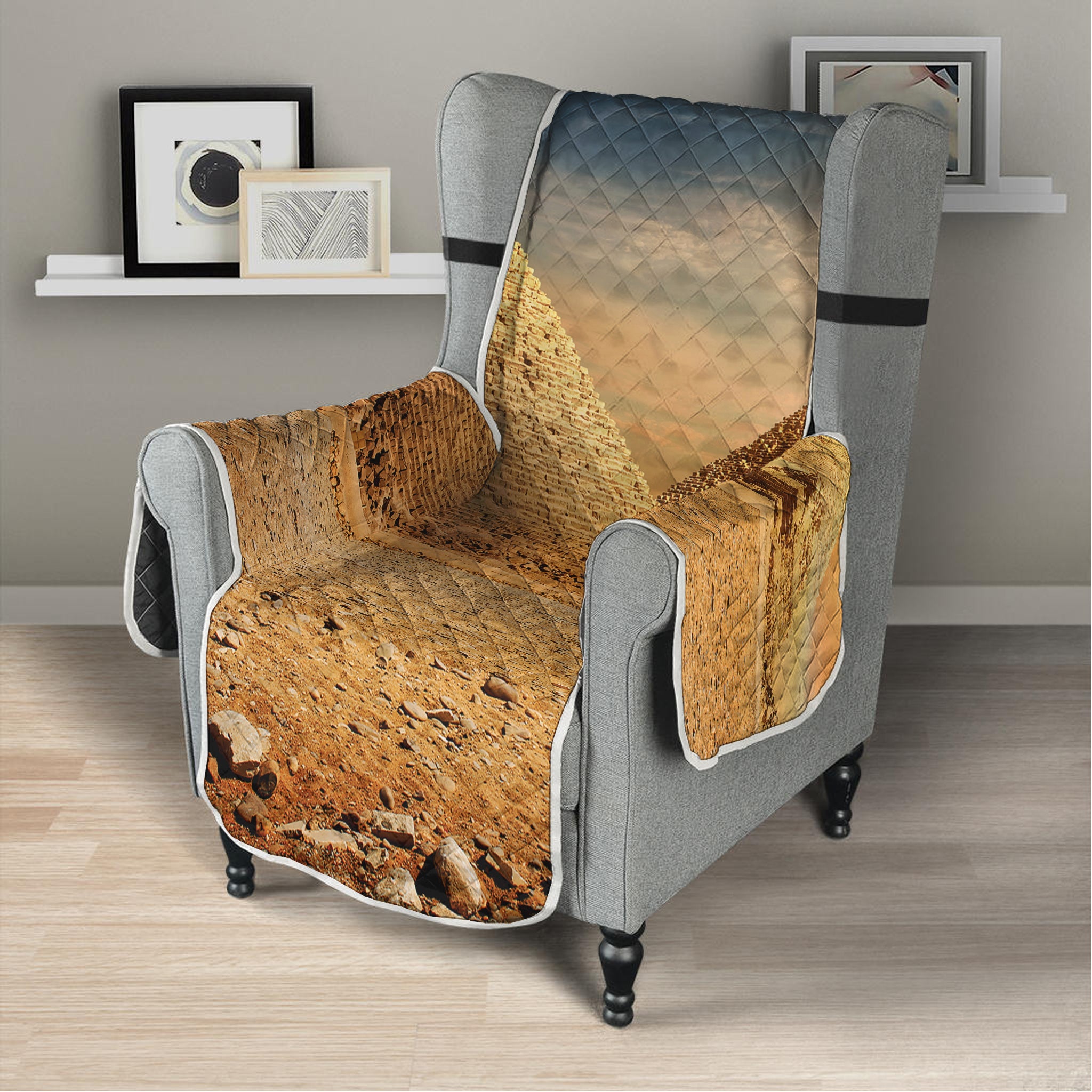 Pyramid Sunset Print Armchair Protector