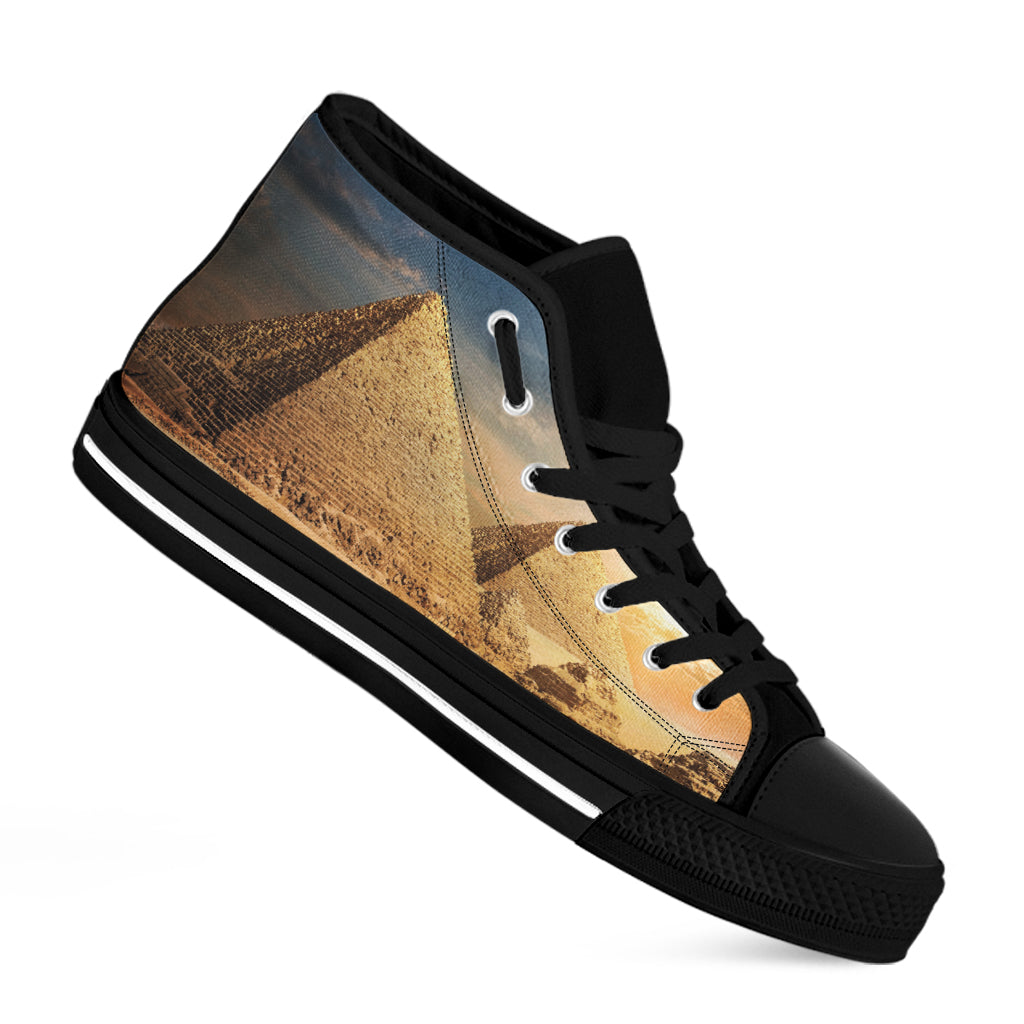 Pyramid Sunset Print Black High Top Shoes