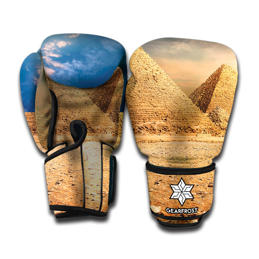 Pyramid Sunset Print Boxing Gloves