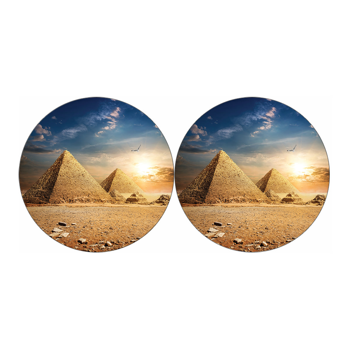 Pyramid Sunset Print Car Coasters